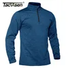 Tacvasen printemps / chute thermique pull sportif pour hommes 1/4 fermeture à glissière hauts respirant gymnase courante t-shirt pull-ovoo-mâle Vêtements de sport 220408