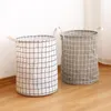 Bolsas de lavandería cesta plegable tela de lino de algodón japonés impermeable juguete sucio almacenamiento de ropa