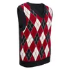 Męskie swetry Argyle Plaid Pullover V Sweet Sweter Kamic dzianin wiosna jesienna zima kobiety mężczyźni moda mody na dzianiny bez rękawów topmen's