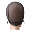 Peruk CAPS Hårtillbehör Verktyg Produkter Spetsar Frammössa för att göra peruker med justerbar rem och väver Stretch Black Dome Drop Delivery