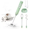 Mousseur à lait rechargeable USB Mini machine à mousse électrique portable avec fouet en acier inoxydable 3 vitesses pour Cappuccino Latte Café pare-balles Chocolat chaud Matcha