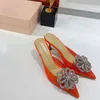 2022 primavera e l'estate film in PVC fiore di strass punta Baotou tacchi alti sexy indossando pantofole stile fata scarpe da donna