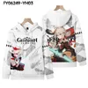 Genshin Impact Kaedehara Kazuha Cosplay Costume Unisex 3D 까마귀 지퍼 후드 스웨트 셔츠 캐주얼 스포츠웨어 스트리트웨어 재킷 Y220713