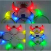 Halloween LED Rave Toy Devil Horn Light Up Diadema Intermitente-Cuerno Fiesta de Navidad Decoración Glitter Headwear