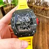Kijkt polshorwatch luxe Richa Milles ontwerper Chao Carbon Fiber Men's volledig automatisch mechanisch horloge Hollow Out Fashion Lightweight Per