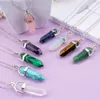 Personality Hexagonal Column Rose Quartz Necklace Opal Pendant Fashion Natural Stone Bullet Pink Crystal Pendants Necklaces Ladies Men Jewelry