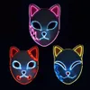 Demon Slayer Fox Party Masks Halloween Japanese Anime Cosplay Costume LED Masker Festival Favor Props FY7942