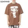 Oversized Gothic T -shirts Streetwear Vintage Borduurbrief Grafische afdruk T -shirt Harajuku Retro Cotton Tee 220622