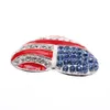 10 PCS/Lot American Flag Broche Crystal Rhinestone Email Hartvorm 4 juli USA Patriotic Pins for Gift/Decoration