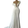 Simple Mermaid Wedding Dress One Shoulder Pearl Sequins Short Sleeve Dress Applique Bridal Gown For Women Robe De Soiree