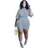 Women Tracksuits 2 Pieces Set 2022 Designer Stripe Print Bat Sleeve T-shirt Shorts Sports Suits Summer Casual Sportwear Plus size