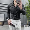 Heren -jurken shirts kleine Aziatische maat luxe textuur werk beroep slim lange mouw shirt gestreepte ontwergers VERE22