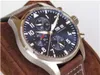 2022 Classic New Men Automatic Mechanical Pilots Watch Stainless Steel Daydate Sapphire Brown Leather Blue Dial Sport Watche Wholesale Wristwatches Montre De Luxe