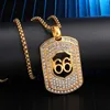 Iced US7 Out Route 66 Pendentifs Colliers Hommes En Acier Inoxydable Cristal Collier De Sport Pour Hommes Femmes Chaîne Américain Bijoux Gift254s