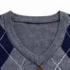 Мужские жилеты Slim Fit Jumpers вязание узоры осенняя повседневная одежда Мужская модная бренда бренд рукавочный свитер муж Мужчина Пуловер жилет V v Neck Guin22