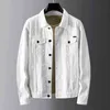 Giacca di jeans cachi da uomo Fashiona Casual Tasca coreana Design Slim Fit Streetwear Primavera Autunno Cappotto Bianco Nero Abbigliamento uomo Y220803
