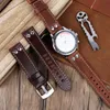 Watch Bands Handmade Genuine Leather Rivets Band Strap 20mm 22mm Coffee Brown Watchband Stainless Steel Buckle Wrist Belt Bracelet Hele22