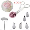 7Pcsset Fleur ScissorCake Plateau 5pcs Tulipes Rose Buse Nail Decor Lifter Fondant Crème Transfert Cuisson Pâtisserie Cuisine 220815