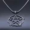 Hänghalsband trolldom pentagram rostfritt stål halsband kvinnor/män svarta färg smycken skit inoxydable bijoux n1195s03