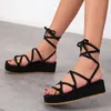 Women Sandal Woman Platform Non-slip Wedge Cross Tied Casual Shoe Summer Sexy Lady Lace Up Beach Sandals Large Size 35~43 220516