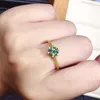 Cluster Rings Gold Solitaire 1CT Green Moissanite Ring 925 Sterling Silver Engagement Band For Women Bridal Party JewelryCluster Clu