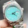 St9 Steel News Men Watches Baby Blue Dial Ny Automatic Mechanics 41mm Sapphire Glass rostfri Mens Watch