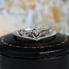 Bröllopsringar söt kvinnlig liten hjärta krona ring enkel silverfärg kärlek engagemang vintage för kvinnor
