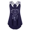 Summer top Sexy Off Shoulder Women Vest Printed Loose Allmatch Backless Spaghetti Strap Tank Top Solid Color Feather 220607