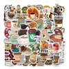 50Pcs/Lot Various Cute Coffee Cartoon Stickers Leisure Time Sticker For Helmet Motorcycle Phone Case Luggage Laptop Graffiti Sticker Decal Kids Toys