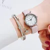 Начатые часы студенты Canvas Watch Fashion All-Match Ladies Bracelet Set Women Quartz Watches Zegarek Damski Reloj Mujerwristwatches