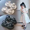 Children's Bow Sweet Princess Sandals Korean Version Girls Kids Fashion 2022 Pearl Shoes Summer New Non-slip Dress Flat Shoes G220523