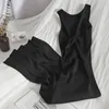 Oceanlove الكورية رداء التريكو Femme Summer v الرقبة بلا أكمام Kink Hollow Out Sexy Slim Bodycon فستان تقسيم شوكة طويلة Vestidos 220629