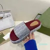 2022-womens platform slide sandal fashion denim embroidered canvas designer slides slippers platform sandals with dust bags big size 35-46