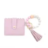 Silicone Beaded Wristlet Keychain Bracelet Leather Tassel Wallet Bangle Colors Keyrings