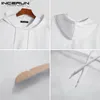 Patchwork de malla de la camiseta de moda incerun a través de suéteres de la manga corta ropa de calle sexy para hombres casuales 7 220610