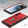 Uppgraderad stötsäker ring Kickstand Armor -fodral för Samsung Galaxy S22 Ultra S21 S20 Obs 20 Note10 A73 A53 A33 Slide Camera Protect Stand Covers