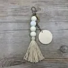 Bohême perles porte-clés pendentif bricolage copeaux de bois gland porte-clés sac de voiture porte-clés décoratif porte-clés