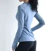 Tops de yoga para mujer lulumon thirth otoño invierno cremallera de doble línea camiseta de manga larga ropa de secado rápido para la chaqueta deportiva