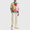 Casablanca Cuban collar short sleeve shirt men designer summer silk shirts luxurys fashion beach tops tees