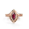 Clusterringen unieke natuurlijke rhombus 2in1 18k rosé goudring Marquise bruids bruiloft vrouwen ruby ​​voor diamanten fijne sieraden setcluster