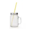 Sublimation Mason Jar Bouteille d'eau en verre transparent Tasse à café à transfert thermique avec paille et couvercle Givré Poignée Tasse Chaleur voie maritime RRA12927