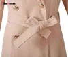 Women039S Trench Coats Sashes Slim Long Female Winter Office Solid Blazer Dress Women Elegant Double Breasted White Coat för WO9268905