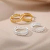 Boucles d'oreilles créoles Huggie Vintage, petit cercle creux pour femmes, en acier inoxydable, forme ronde géométrique, bijoux esthétiques, cadeau de fête