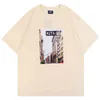 T-shirt Kith Kith 2022 Estate Uomo Donna Street Print Retro magliette in cotone bianco T-shirt grafiche oversize Coppia Abbigliamento casual allentato