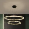 Pendant Lamps New Round Chandelier Crystal LED Suspension Lamps Black Metal Lighting Fixtures for Dining Hall Living Room Bedroom Kitchen