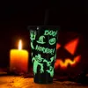 24oz Glow in the Dark Cup Color Changing Magic Coffee Beer Mugs Plast Halloween Tumbler With Lock och halm Återanvändbar kall dryck Cup 6072 Q2