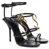 Summer Sexy Opyum Sandals Shoes Patent Leather Gold-tone Heel Ankle Strap Side Buckle Stiletto HeelS Lady Gladiator Sandalias Party Wedding EU35-42