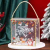 غلاف هدية 5pcs مربع الحيوانات الأليفة الشفافة عيد ميلاد عيد الميلاد حلوى الحلوى مقبض سانتا كلوز الحبل أكياس للمنزل الإمداد