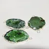 Collares con colgantes, conector Druzy de piedra verde para mujer, fabricación de joyas 2022, chapado en oro Irregular, bisel, abalorios de geoda, agujero de rebanada, pulido grande