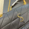 Karierte Messenger-Handtaschen, Damen-Umhängetasche, Goldkette, Schultertasche, Geldbörse, Geldbörse mit Klappe, Echtledertasche, Innentasche mit Reißverschluss, Magnetschnalle